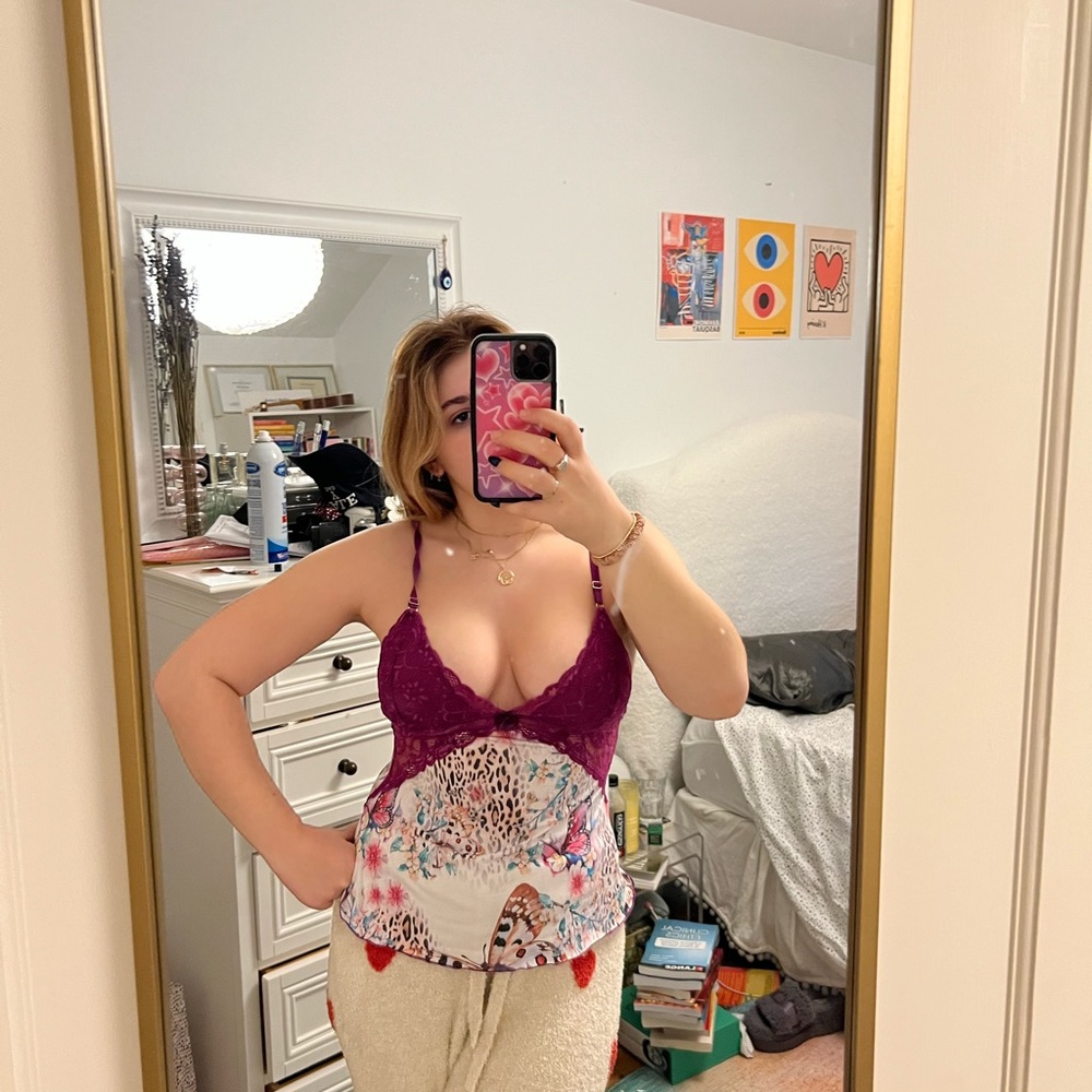 Vintage lace butterfly cami